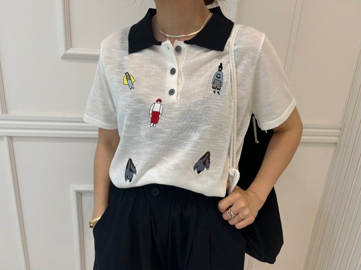 Pearls room - Korean Women Fashion - #womensfashion - Shasha Collar Short Sleeve Knit - 7