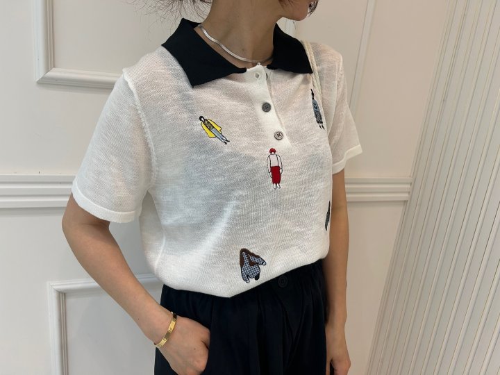 Pearls room - Korean Women Fashion - #womensfashion - Shasha Collar Short Sleeve Knit - 9