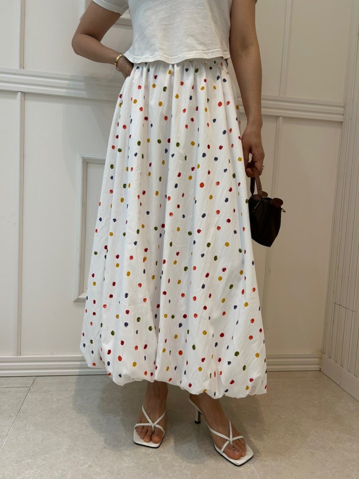 Pearls room - Korean Women Fashion - #momslook - Dot Balloon Skirt - 4