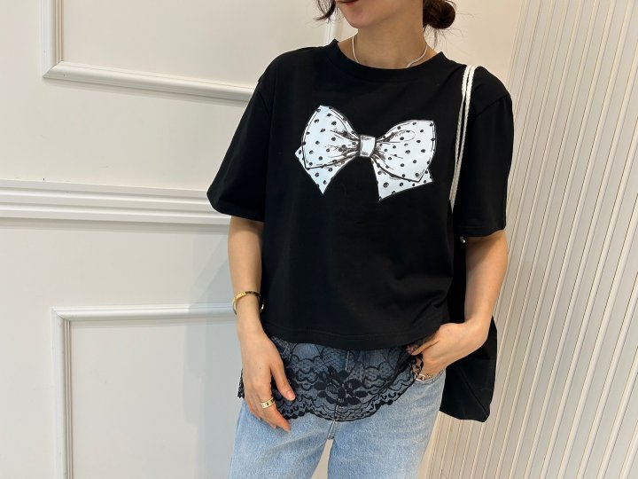 Pearls room - Korean Women Fashion - #womensfashion - Ribbon Lace Tee - 5