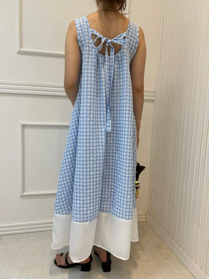 Pearls room - Korean Women Fashion - #womensfashion - Check Contrast Sleeveless One-piece - 11