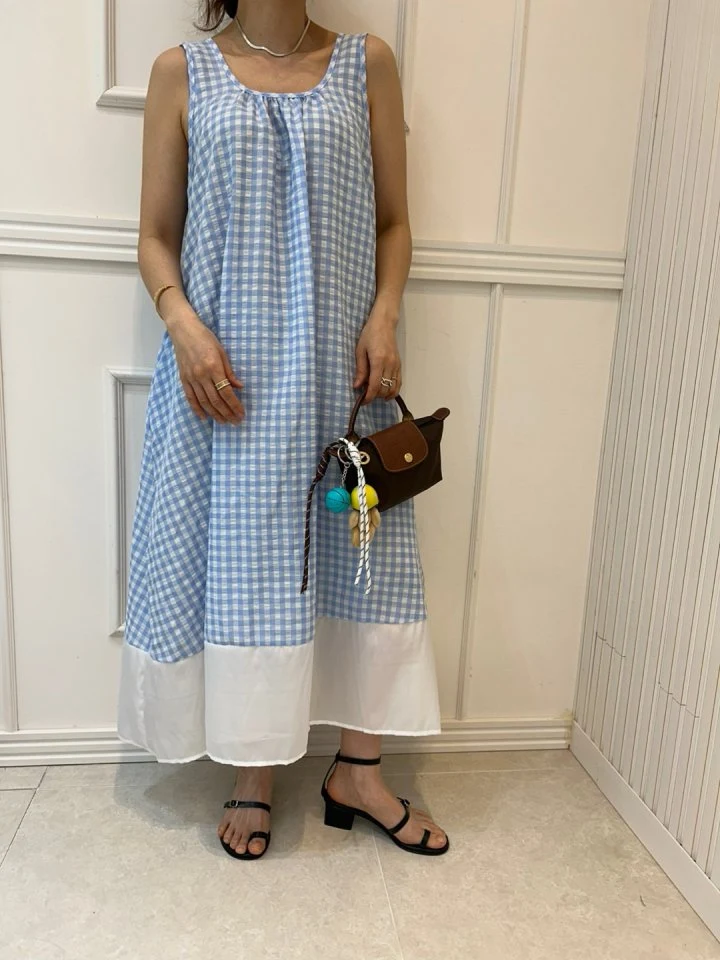 Pearls room - Korean Women Fashion - #womensfashion - Check Contrast Sleeveless One-piece - 7