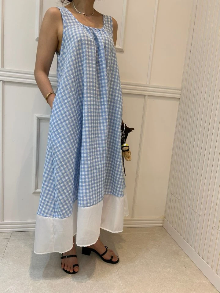 Pearls room - Korean Women Fashion - #womensfashion - Check Contrast Sleeveless One-piece - 9