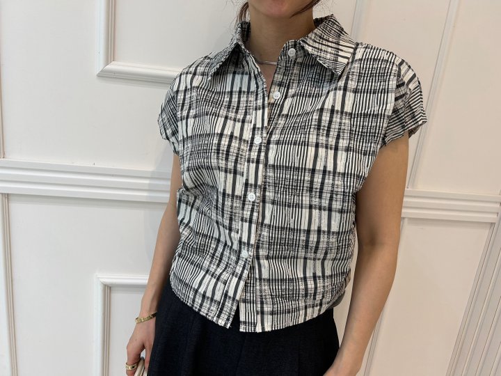Pearls room - Korean Women Fashion - #womensfashion - Check Back Band Shirt - 3