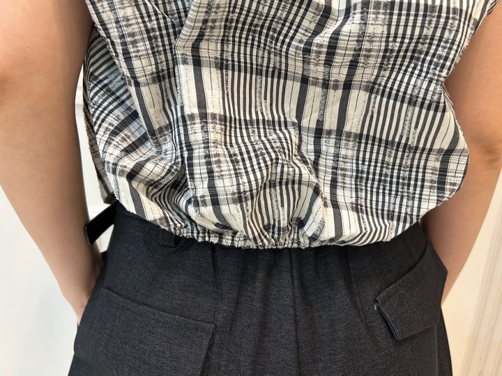 Pearls room - Korean Women Fashion - #womensfashion - Check Back Band Shirt - 5
