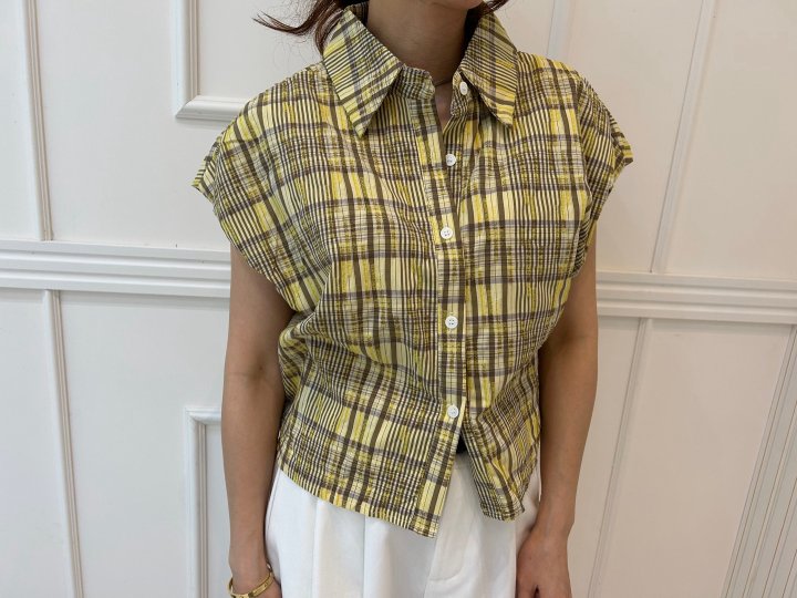 Pearls room - Korean Women Fashion - #womensfashion - Check Back Band Shirt - 9