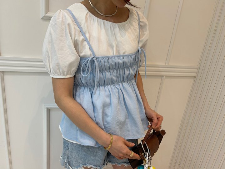 Pearls room - Korean Women Fashion - #momslook - Smocked Blouse Set  - 4