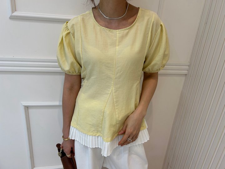 Pearls room - Korean Women Fashion - #womensfashion - Pleated Side Blouse - 3