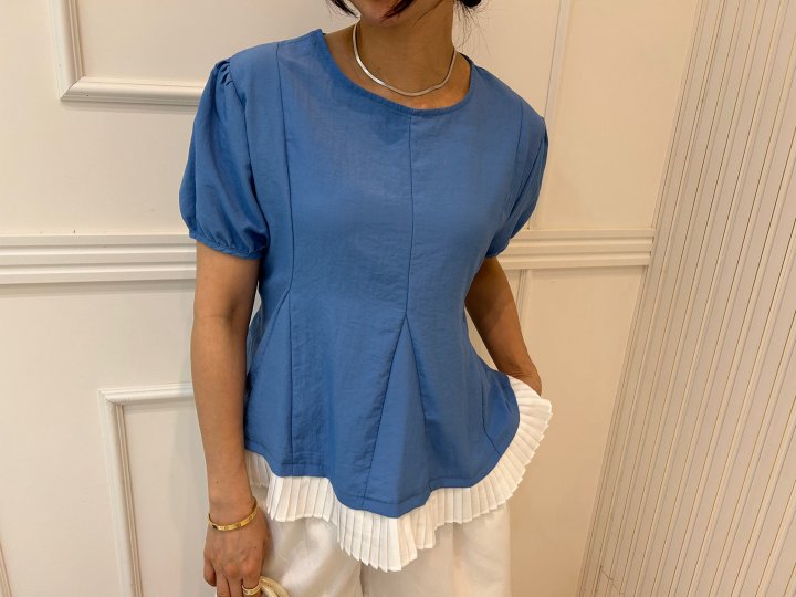 Pearls room - Korean Women Fashion - #womensfashion - Pleated Side Blouse - 7