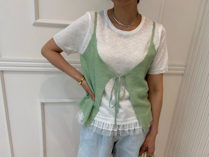 Pearls room - Korean Women Fashion - #womensfashion - Layered Vest Knit