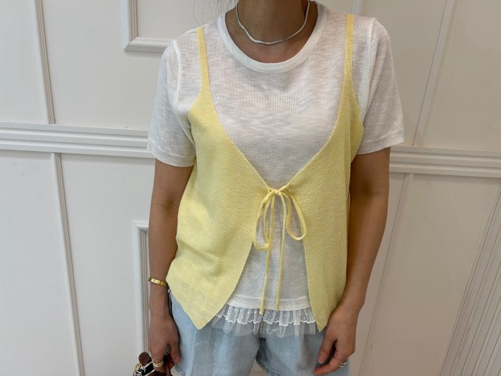 Pearls room - Korean Women Fashion - #womensfashion - Layered Vest Knit - 11