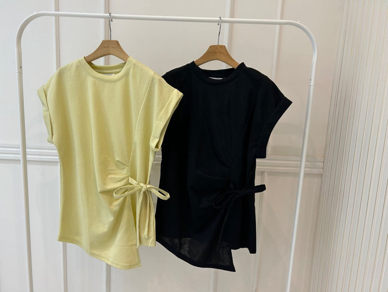 Pearls room - Korean Women Fashion - #womensfashion - Ribbon Strap Tee - 12