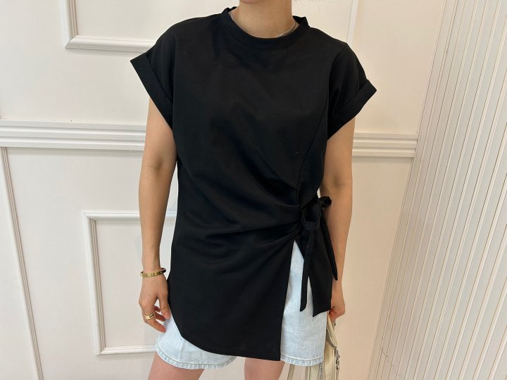 Pearls room - Korean Women Fashion - #womensfashion - Ribbon Strap Tee - 8
