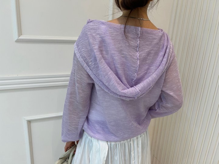 Pearls room - Korean Women Fashion - #womensfashion - Slub Hoodie Knit Cardigan - 11