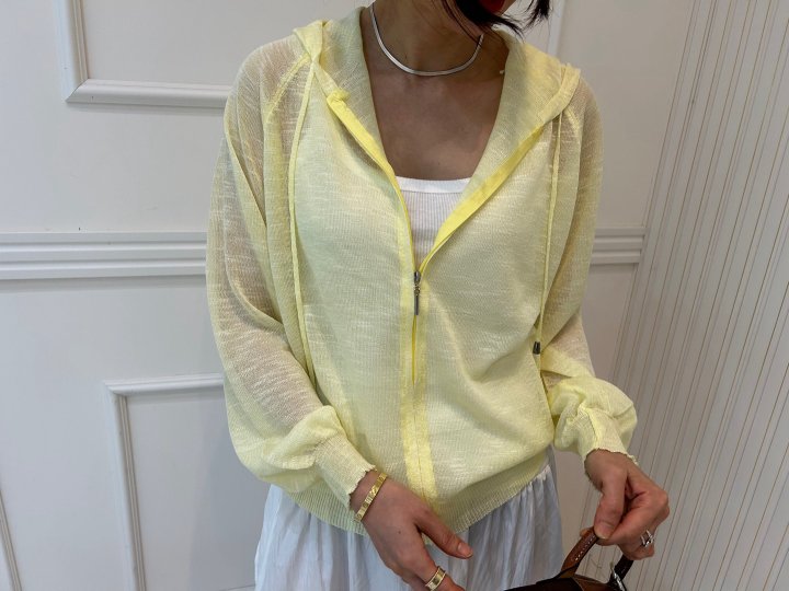 Pearls room - Korean Women Fashion - #womensfashion - Slub Hoodie Knit Cardigan - 5