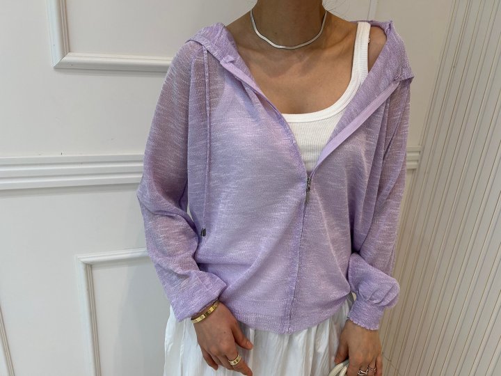 Pearls room - Korean Women Fashion - #womensfashion - Slub Hoodie Knit Cardigan - 9