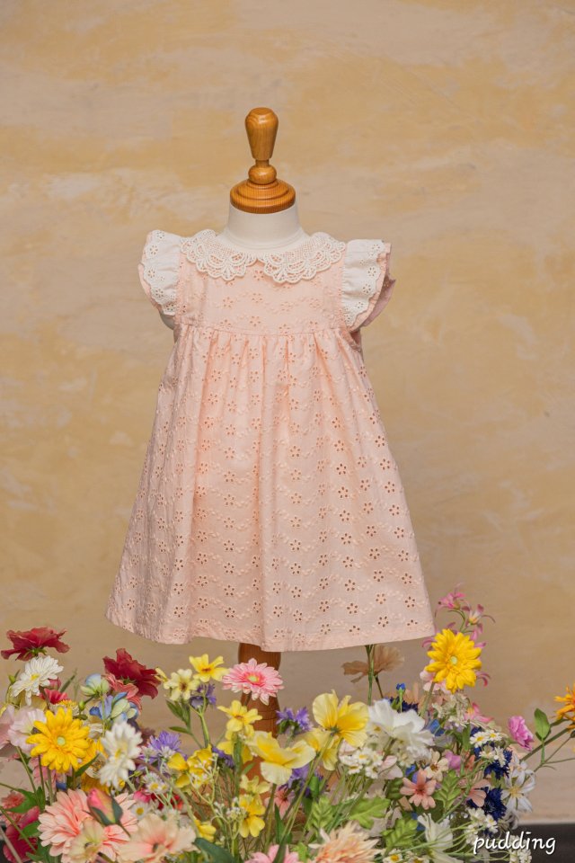 Pudding - Korean Children Fashion - #prettylittlegirls - Frill Embroidery One-piece - 4