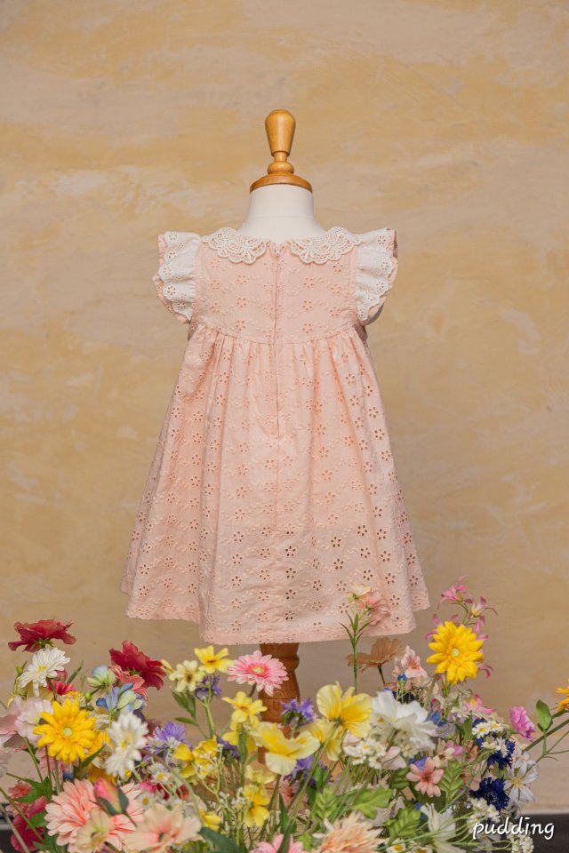 Pudding - Korean Children Fashion - #childofig - Frill Embroidery One-piece - 5
