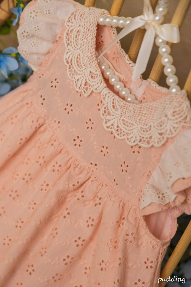 Pudding - Korean Children Fashion - #minifashionista - Frill Embroidery One-piece - 2