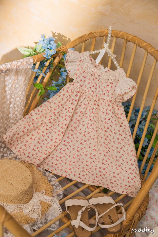 Pudding - Korean Children Fashion - #minifashionista - Frill Printed One-piece