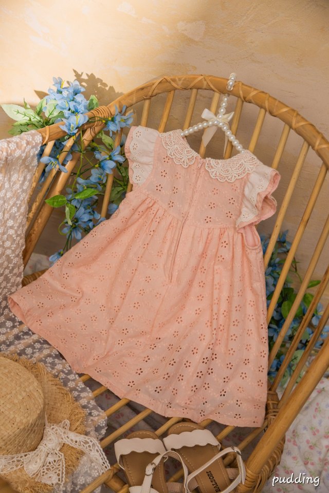 Pudding - Korean Children Fashion - #prettylittlegirls - Frill Embroidery One-piece - 3