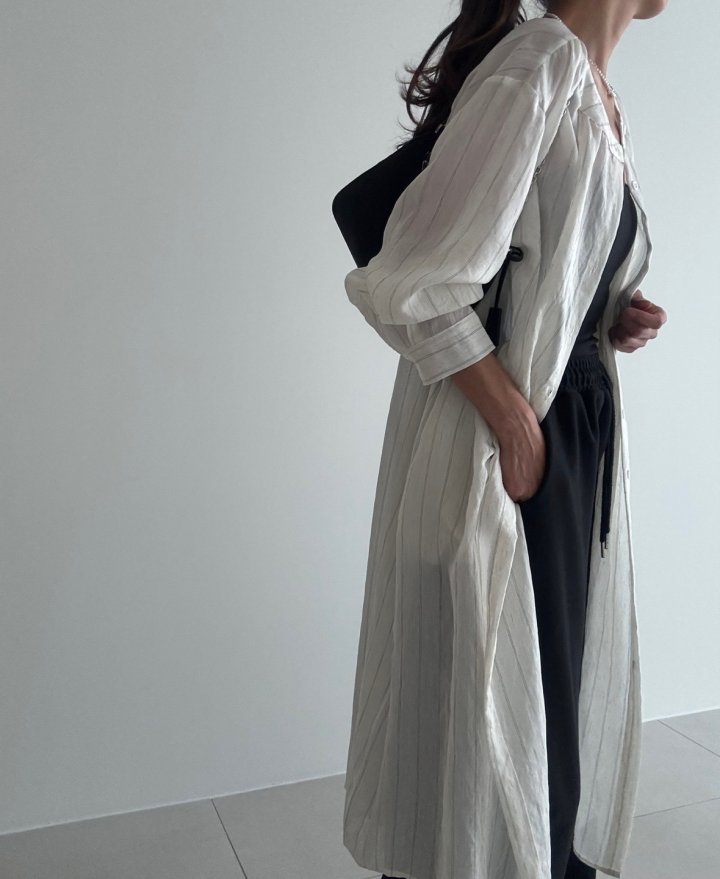Ripple - Korean Women Fashion - #momslook - Linen Long Robe - 5