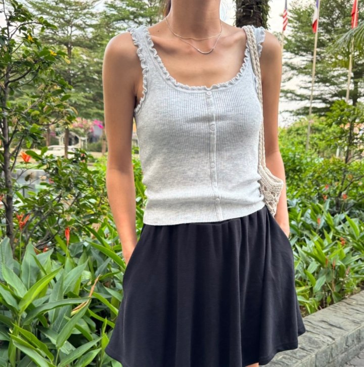 Ripple - Korean Women Fashion - #momslook - Frill Knit Sleeveless Top - 4