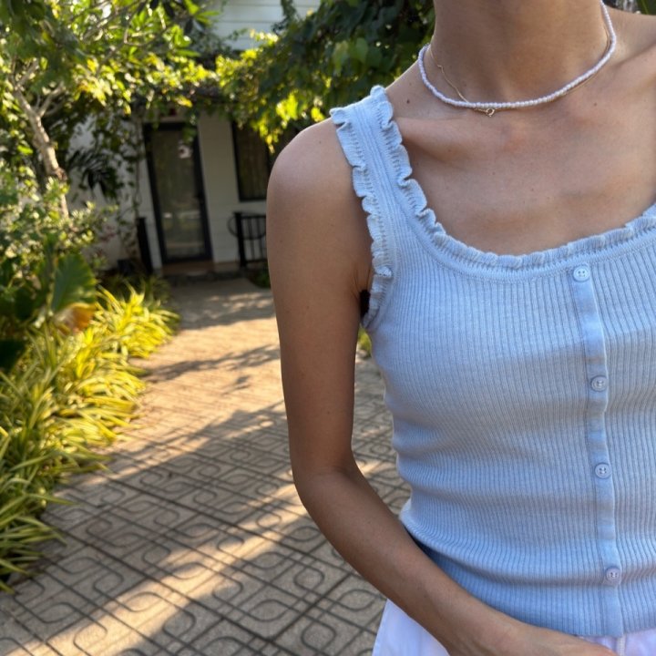 Ripple - Korean Women Fashion - #womensfashion - Frill Knit Sleeveless Top - 8