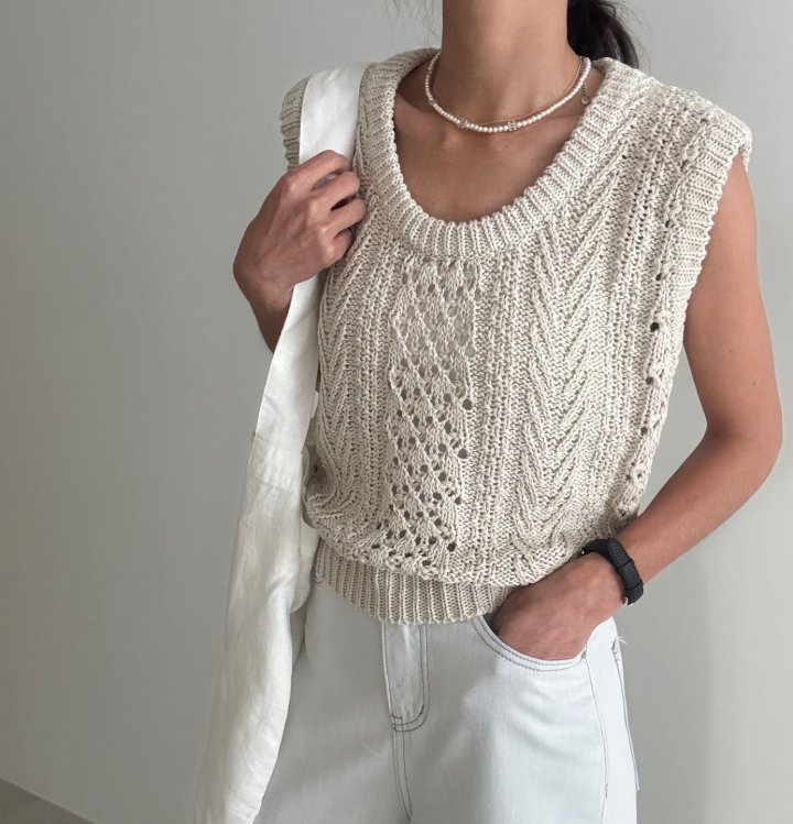 Ripple - Korean Women Fashion - #womensfashion - Mauve Crochet Knit - 7