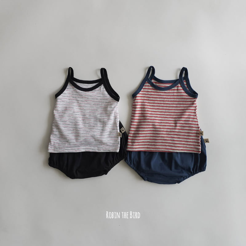 Saerobin - Korean Baby Fashion - #babyoutfit - Strap Sleeveless Bloomer Set (Red)