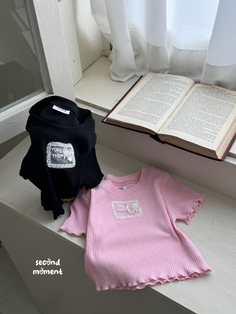 Second Moment - Korean Children Fashion - #childrensboutique - Ribbed Lace Label Tee - 3