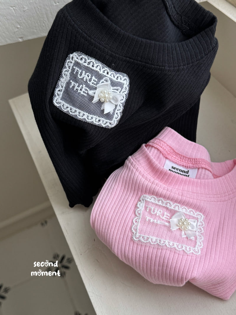 Second Moment - Korean Children Fashion - #childrensboutique - Ribbed Lace Label Tee - 4