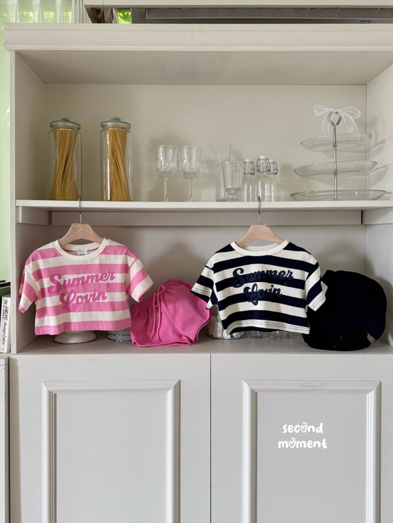 Second Moment - Korean Children Fashion - #designkidswear - Stripe Crop Set - 3