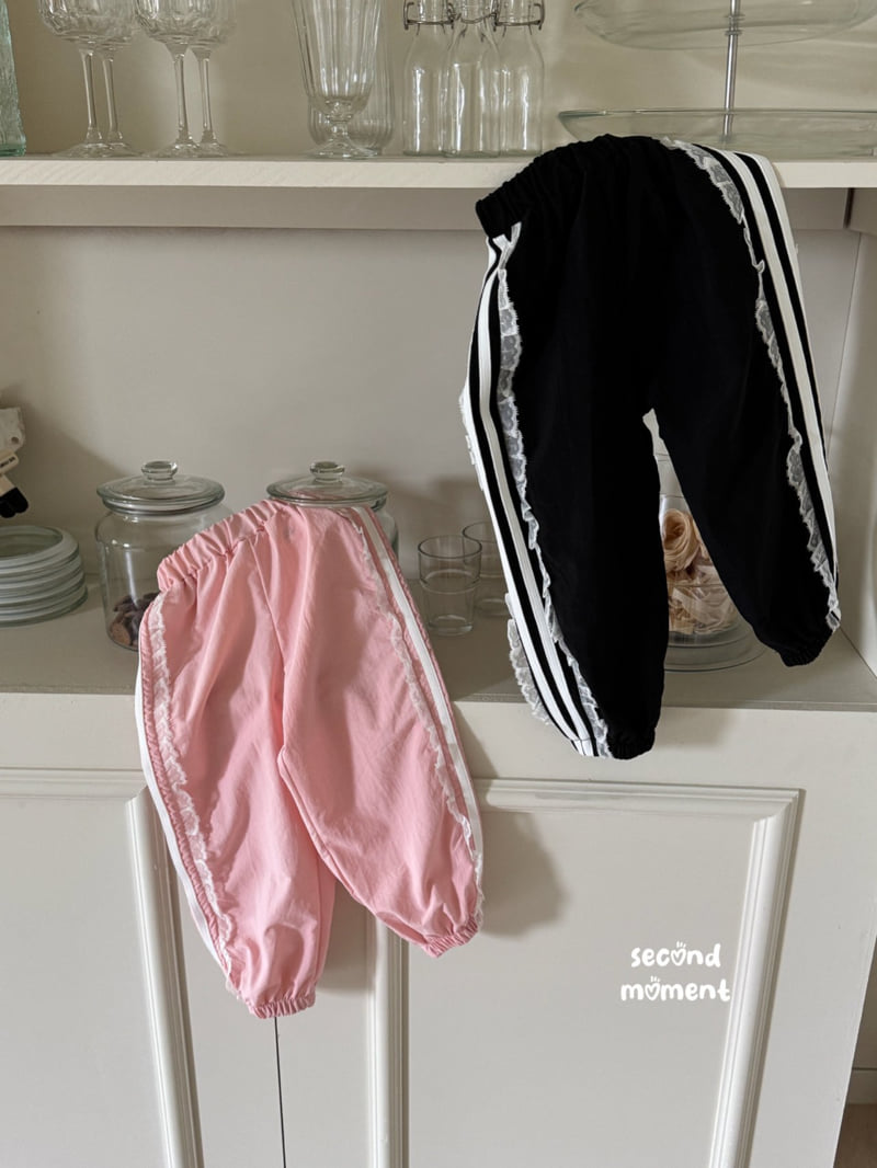 Second Moment - Korean Children Fashion - #fashionkids - Lace Double-stripe Jogger Pants - 2