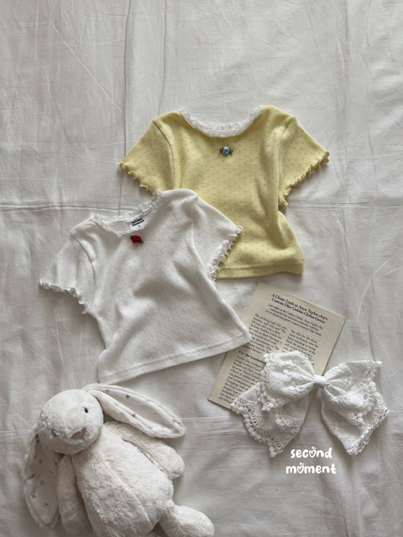 Second Moment - Korean Children Fashion - #kidsshorts - Eyelet Rose Tee - 2