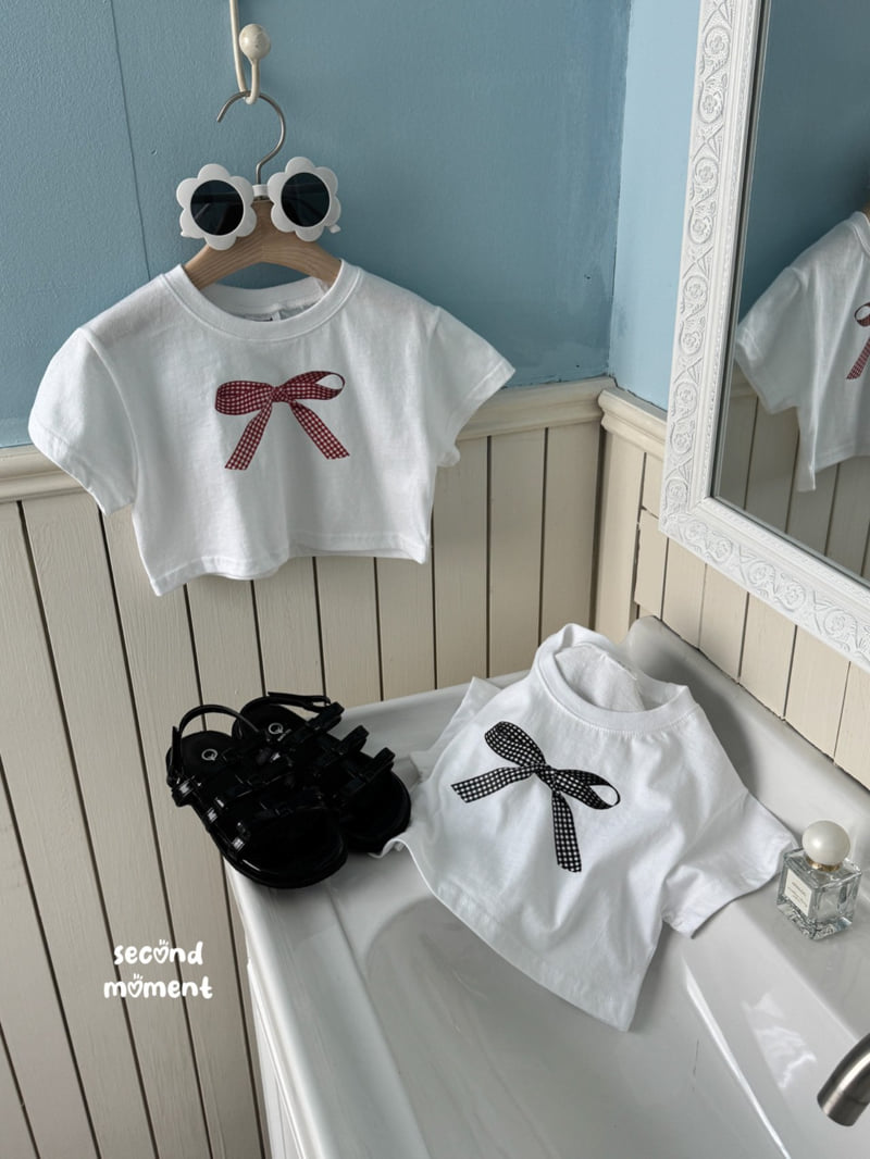 Second Moment - Korean Children Fashion - #kidsstore - Check Ribbon Tee - 2