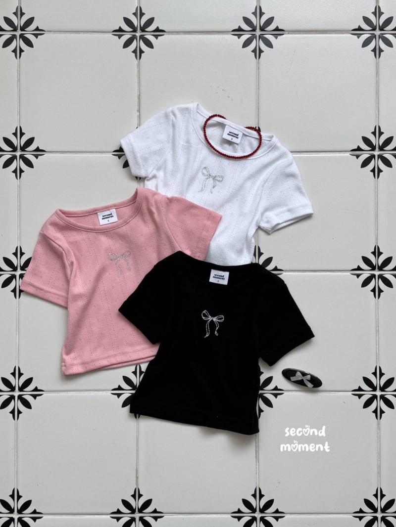 Second Moment - Korean Children Fashion - #kidzfashiontrend - Pearl Ribbon Tee