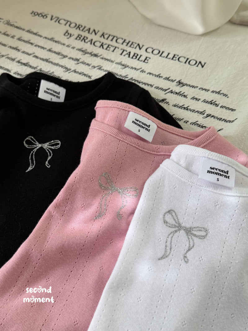 Second Moment - Korean Children Fashion - #littlefashionista - Pearl Ribbon Tee - 4