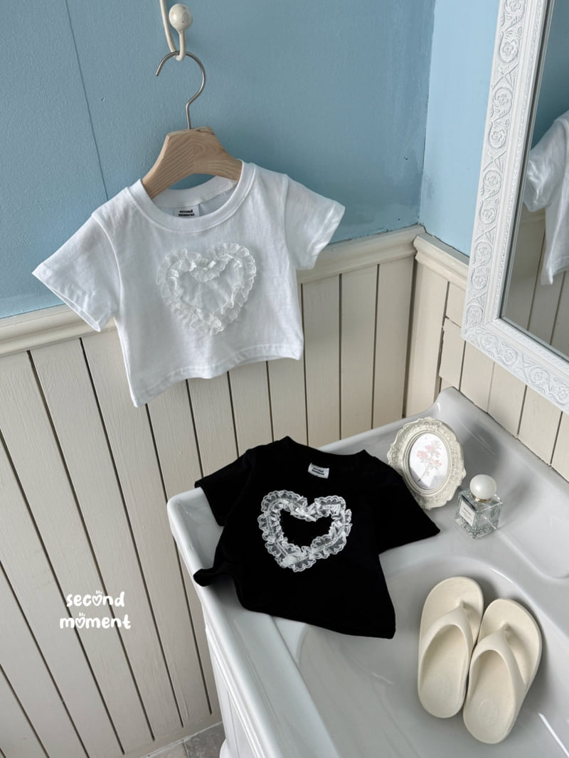 Second Moment - Korean Children Fashion - #minifashionista - Lace Heart Tee - 2