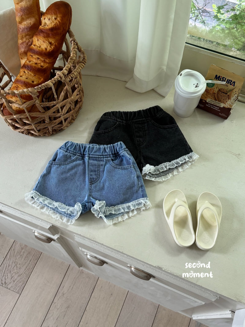 Second Moment - Korean Children Fashion - #minifashionista - Lace Denim Shorts