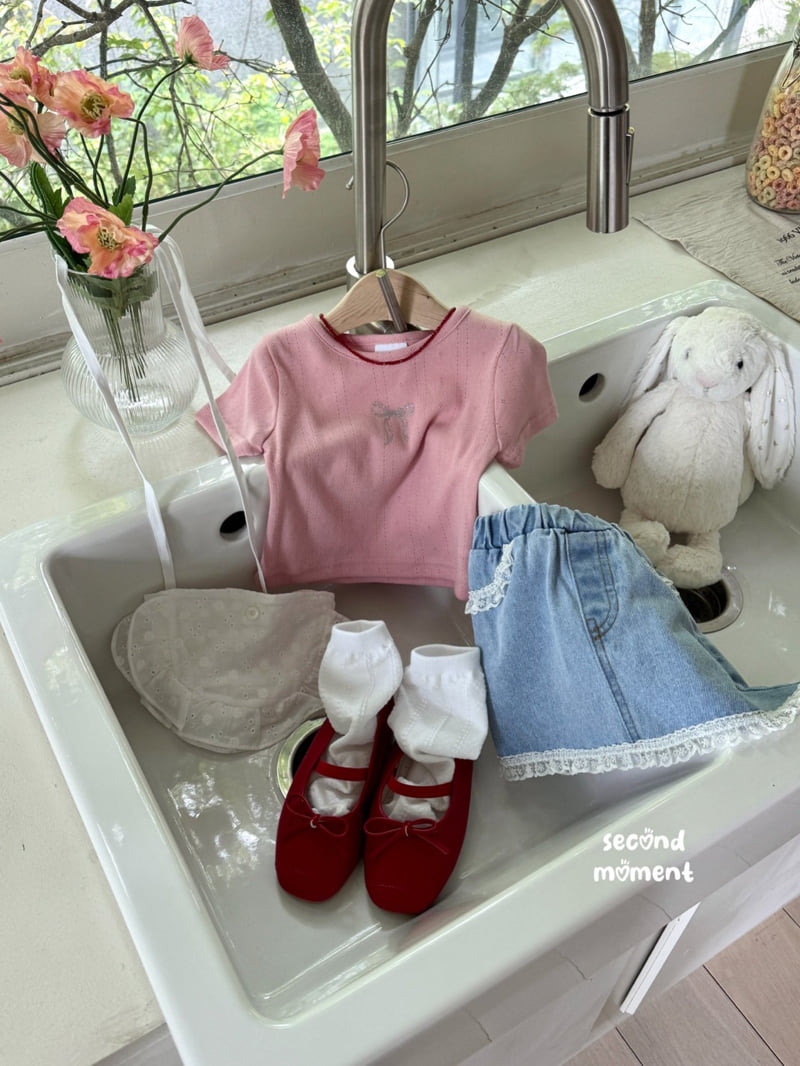 Second Moment - Korean Children Fashion - #prettylittlegirls - Pearl Ribbon Tee - 6