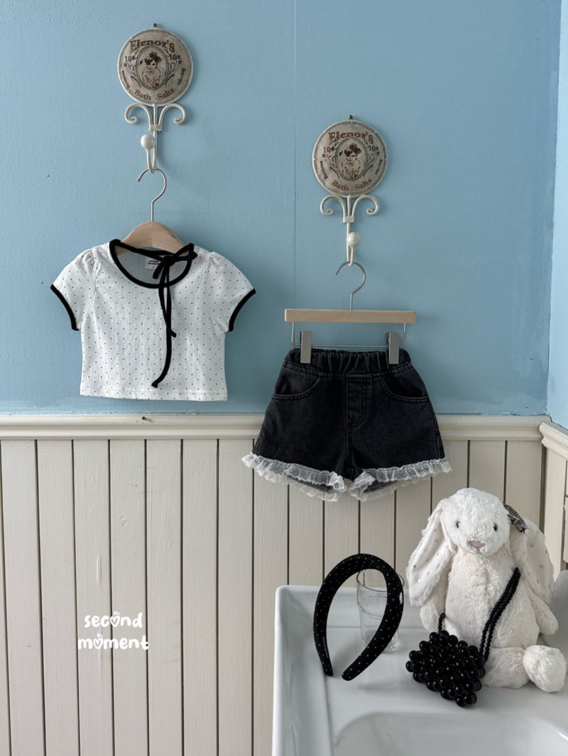 Second Moment - Korean Children Fashion - #stylishchildhood - Lace Denim Shorts - 5