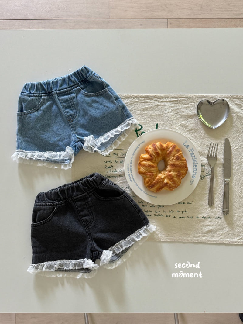 Second Moment - Korean Children Fashion - #todddlerfashion - Lace Denim Shorts - 3