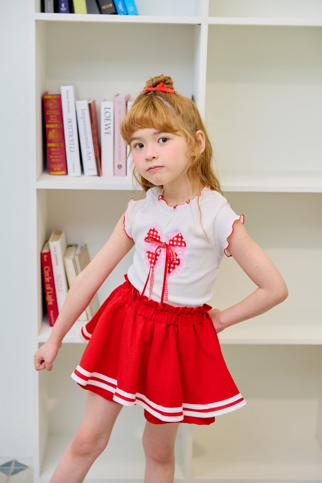 Sera - Korean Children Fashion - #kidsshorts - Ribbon Check Sleeveless Tee