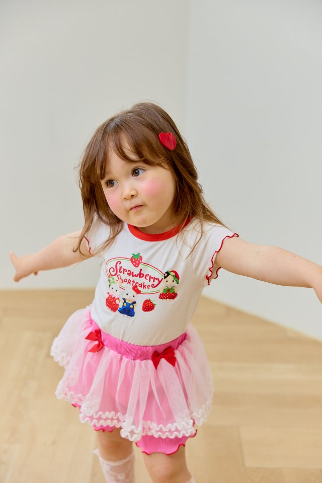 Sera - Korean Children Fashion - #toddlerclothing - Pong Pong Strawberry Tee - 9