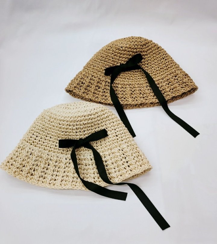 Shinseage Kids - Korean Children Fashion - #Kfashion4kids - Straw Point Ribbon Bucket Hat
