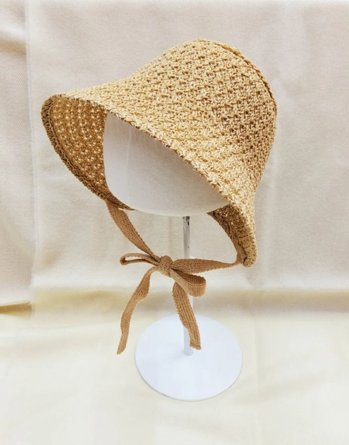 Shinseage Kids - Korean Children Fashion - #childofig - Crochet Patterned Straw Bonnet - 9