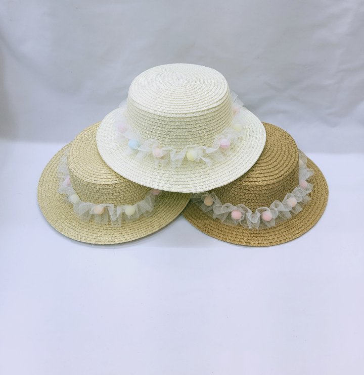 Shinseage Kids - Korean Children Fashion - #childofig - Rainbow Pom Straw Bucket Hat