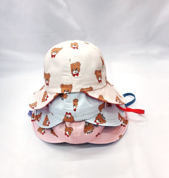 Shinseage Kids - Korean Children Fashion - #childrensboutique - Two-Tone Visor Bear Bucket Hat - 3