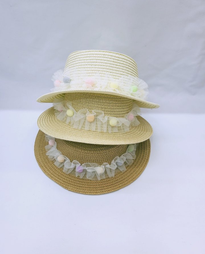 Shinseage Kids - Korean Children Fashion - #childrensboutique - Rainbow Pom Straw Bucket Hat - 2